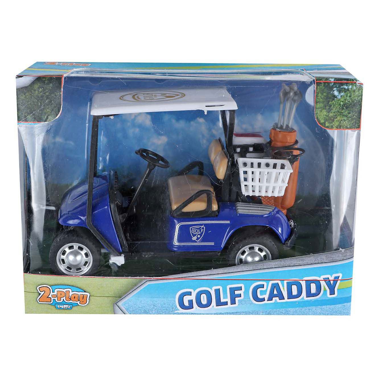 2-play golfcaddy met golfclubs