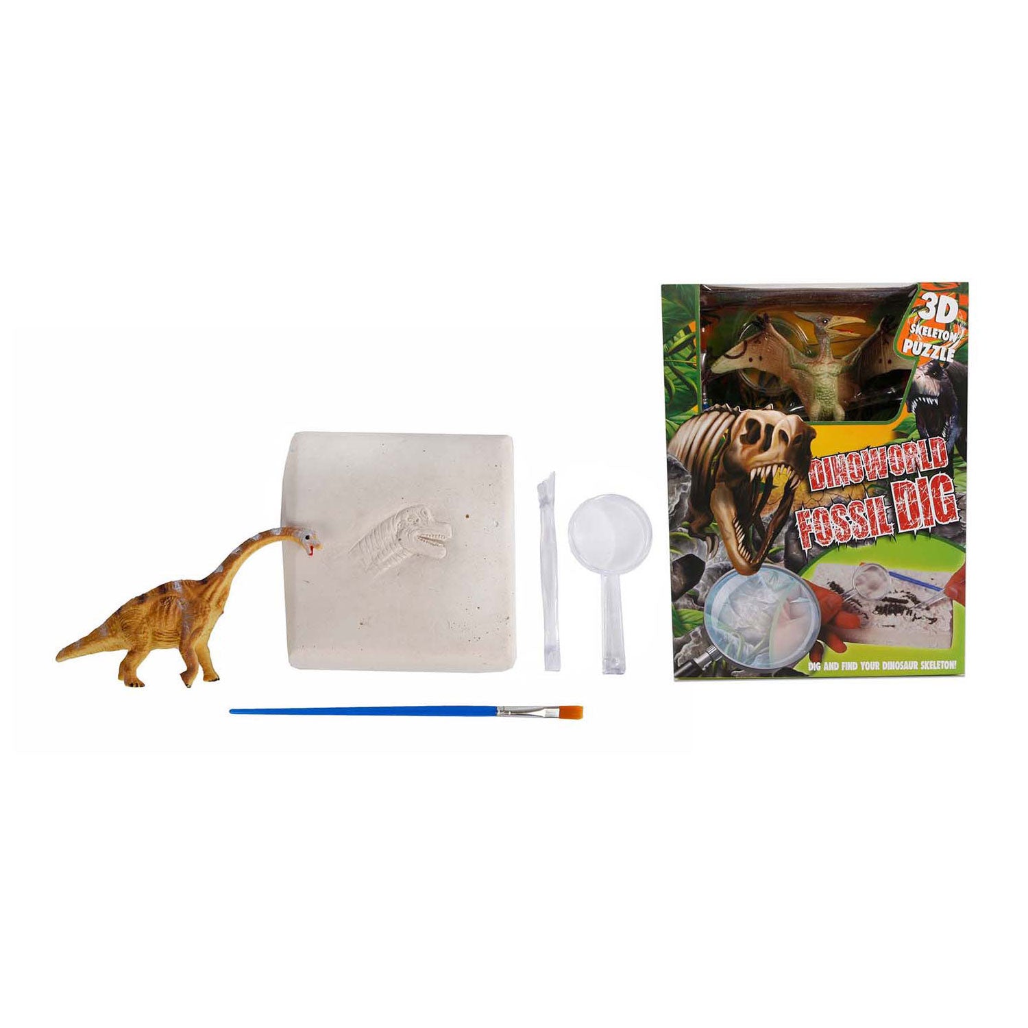 Dinoworld fossiele hakken puzzel met extra dinosaurus figuur