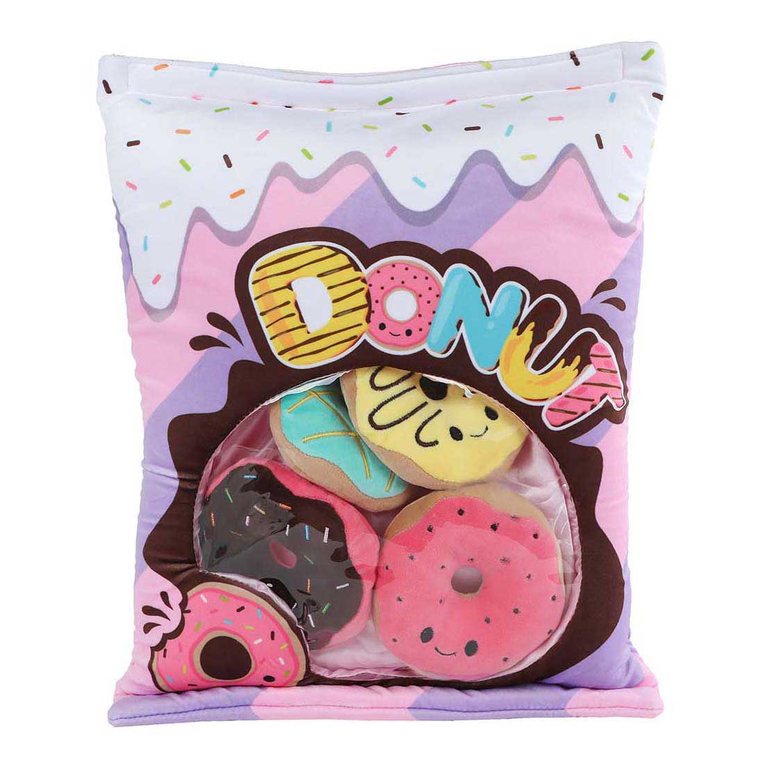 Van manen pluche speelgoed fluffy menu met 4 donuts - 40cm knuffel.