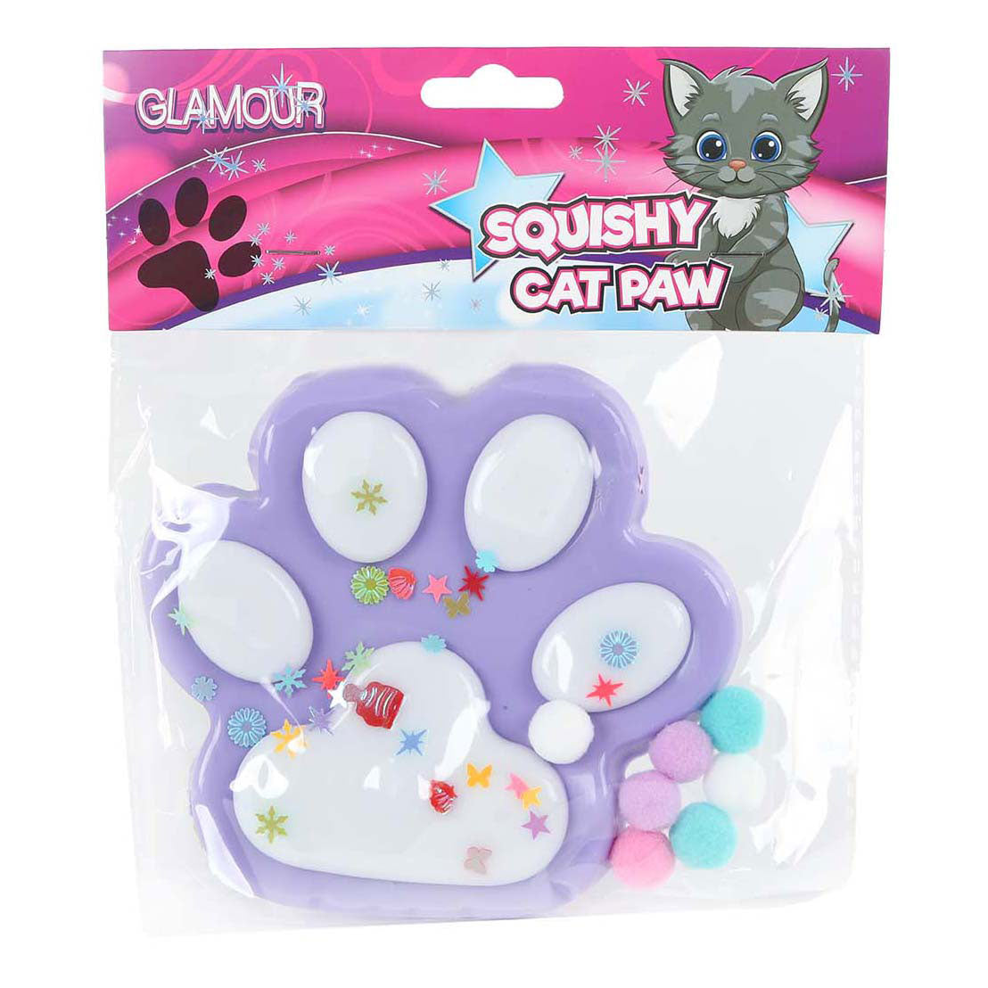 Glamour squishy mega kattenpoot 12,5cm 4 assorti