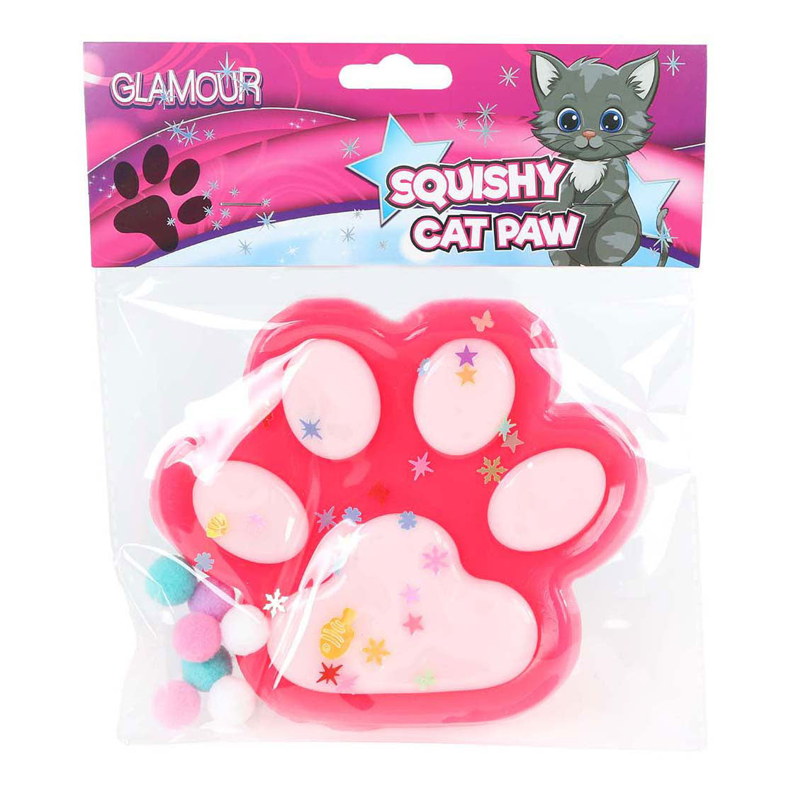 Glamour squishy mega kattenpoot 12,5cm 4 assorti