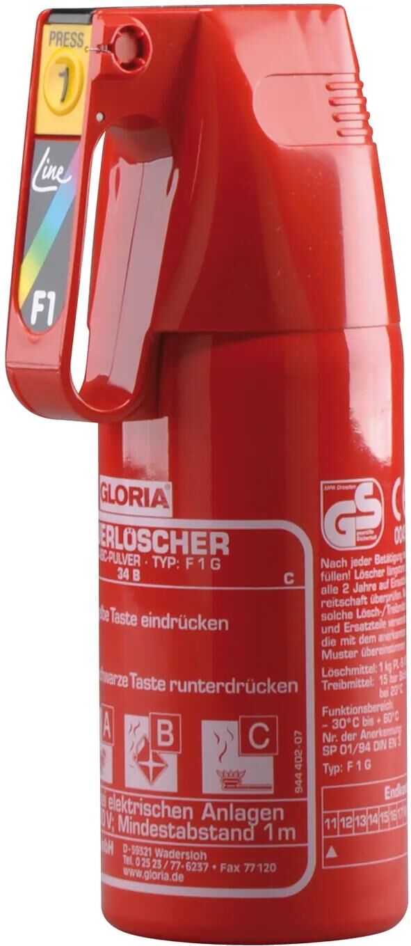 Gloria feuerlöscher easyline fire extinguisher f1g 1 k abc m.car bracket