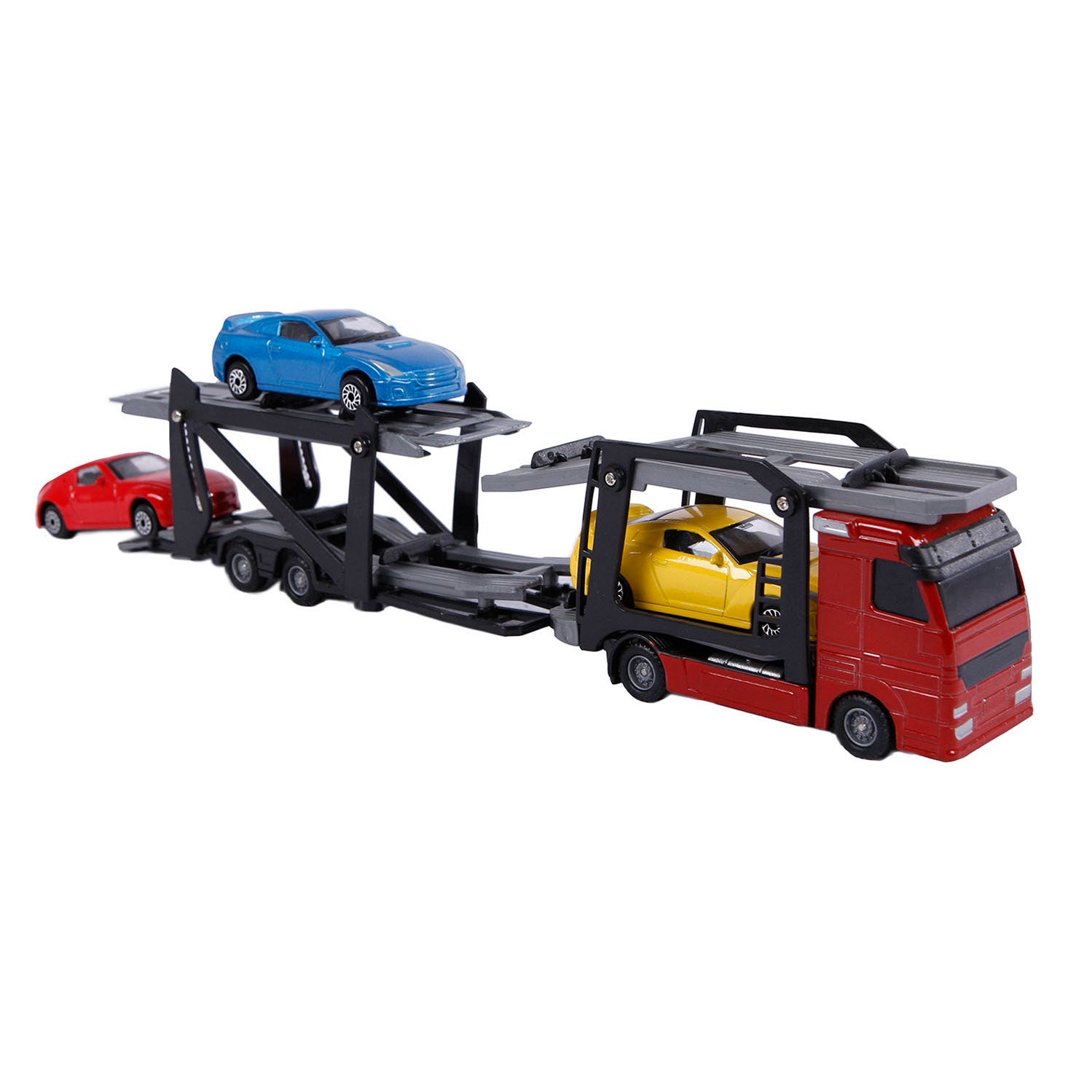 2-play gegoten vrachtwagentransporter met auto's, 26cm
