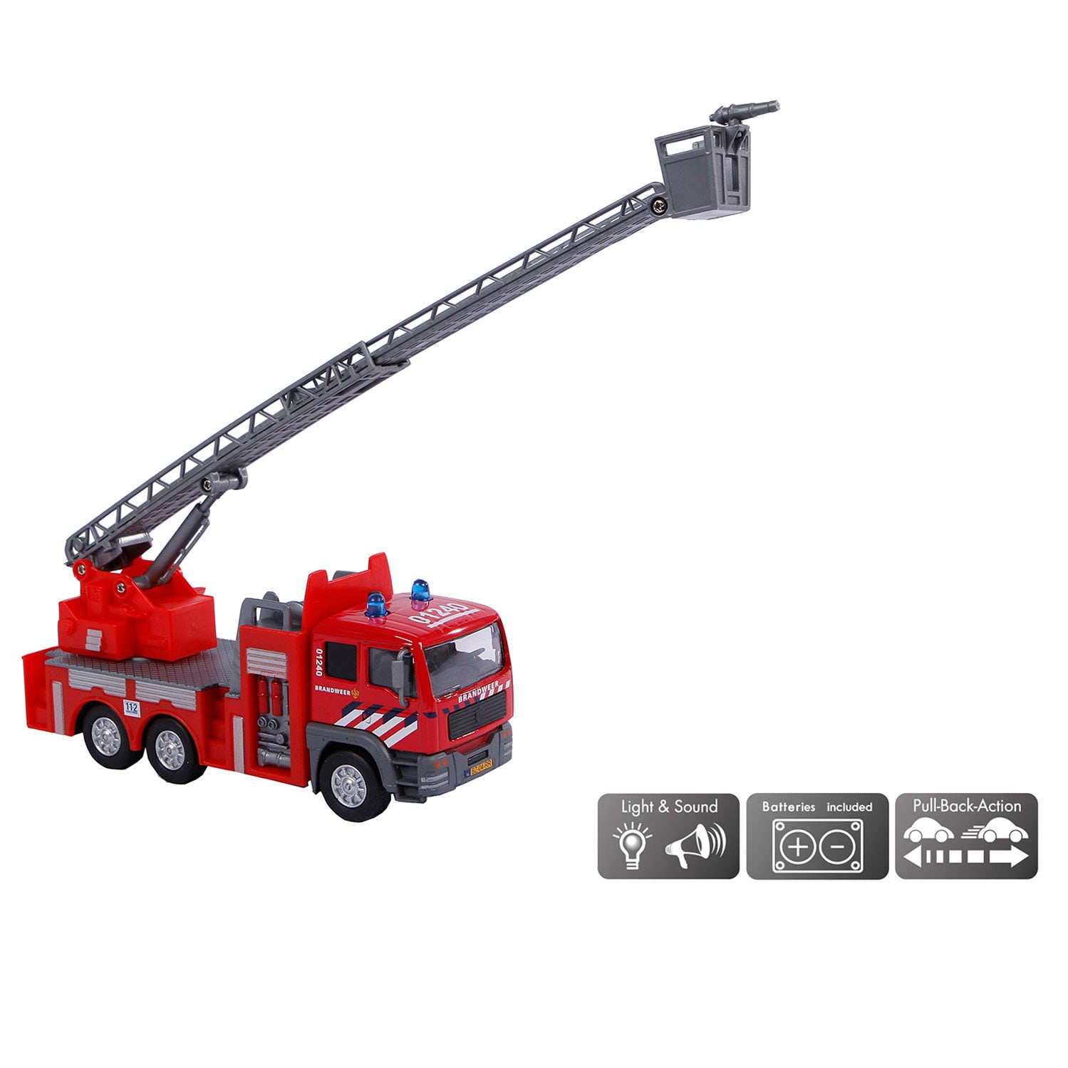 Kinderbol Globe Gegoten Brandweer Ladderwagen NL, 16cm