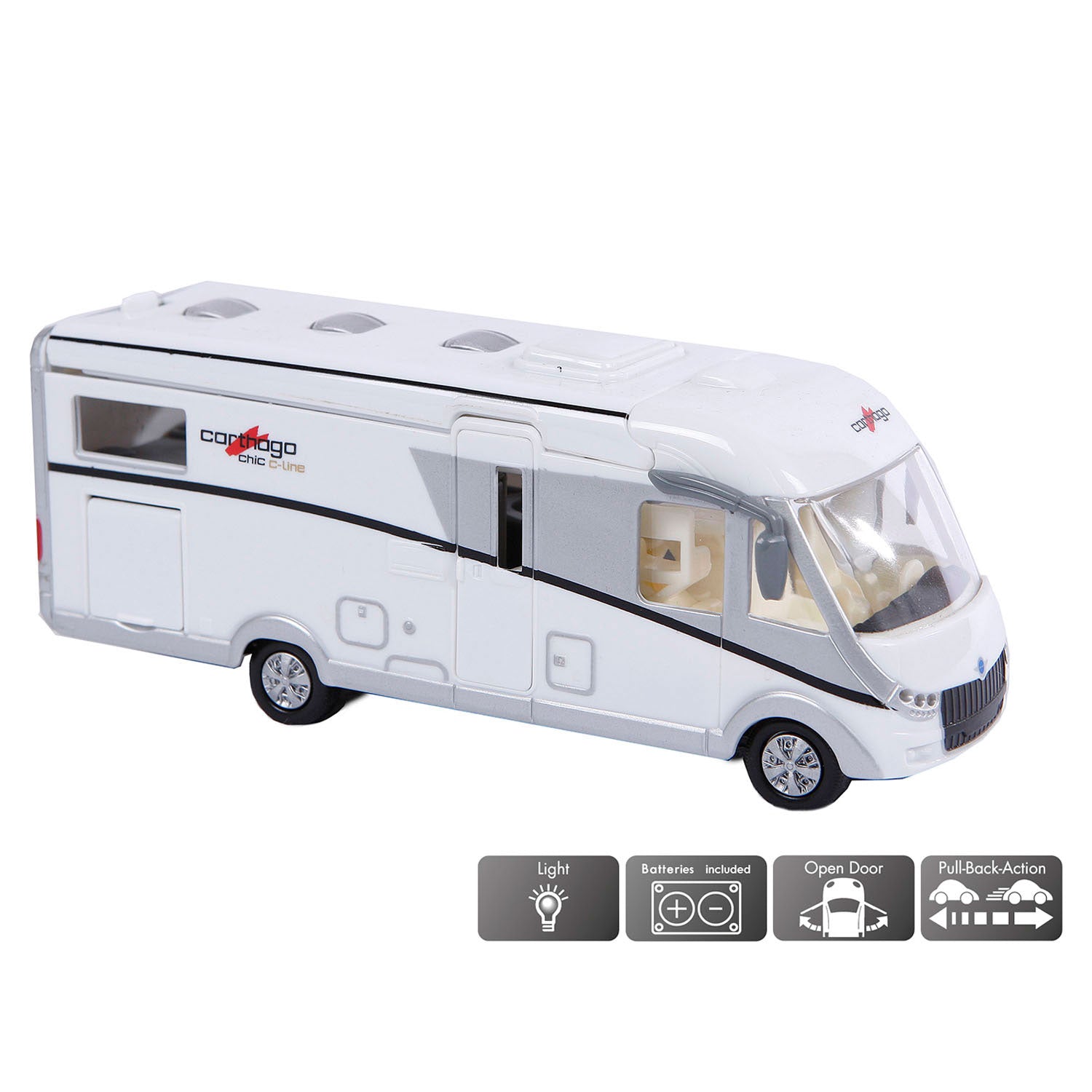 Kids Globe die-cast Carthago camper with lights, 16cm