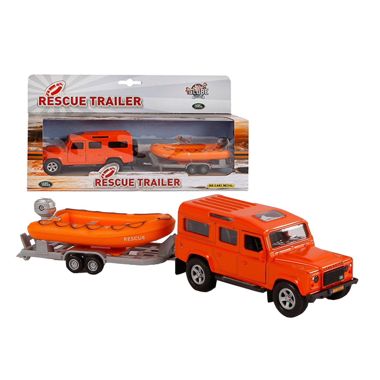 Kids Globe Gegoten Land Rover met Reddingslaars, 27cm