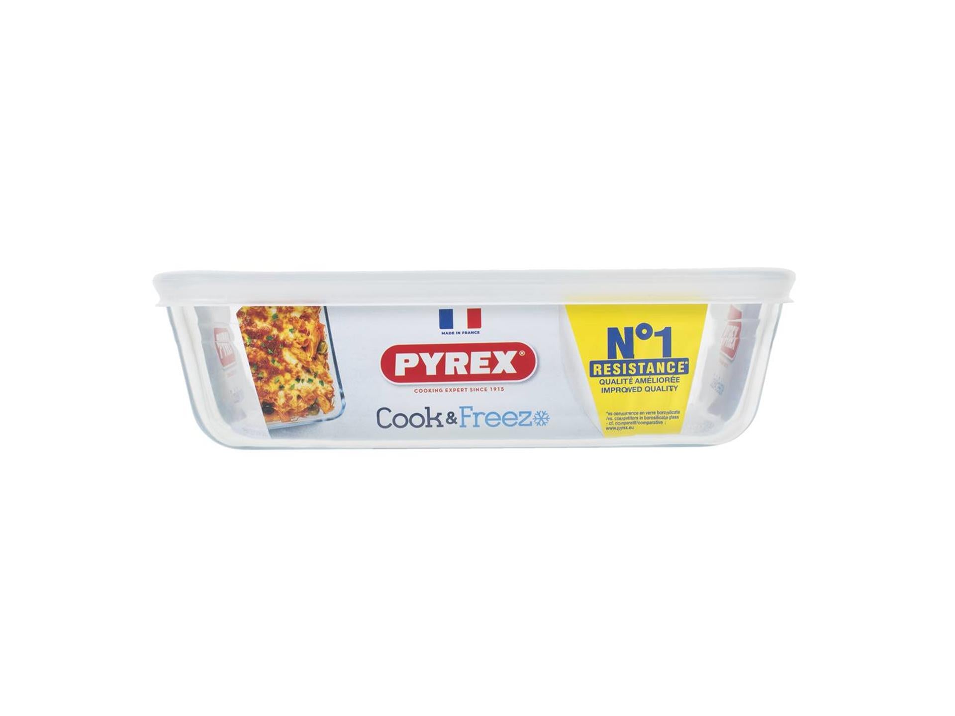 Pyrex kook- en vriesglazen vershoudschaal met deksel 1,5l