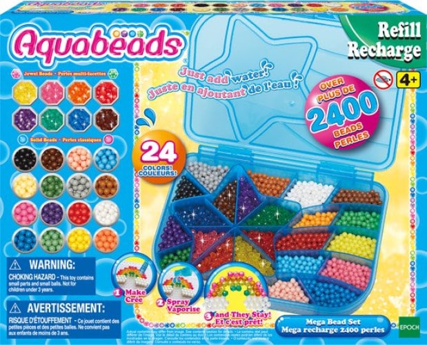 Aquabeads 31502 navulling mega parelpakket - 2400 parels in handige opbergbox