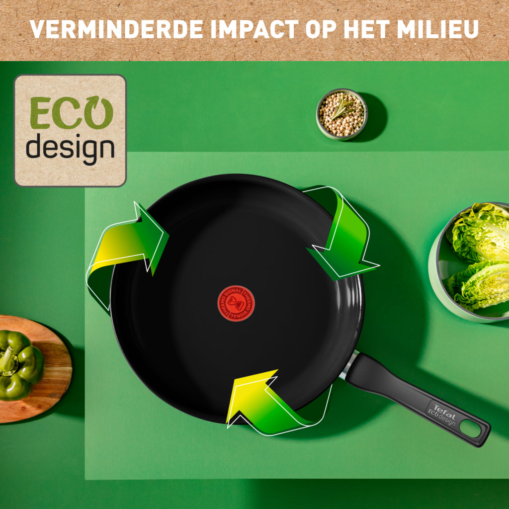 Tefal kookgerei tefal renew zwarte wokpan 28 cm zwart