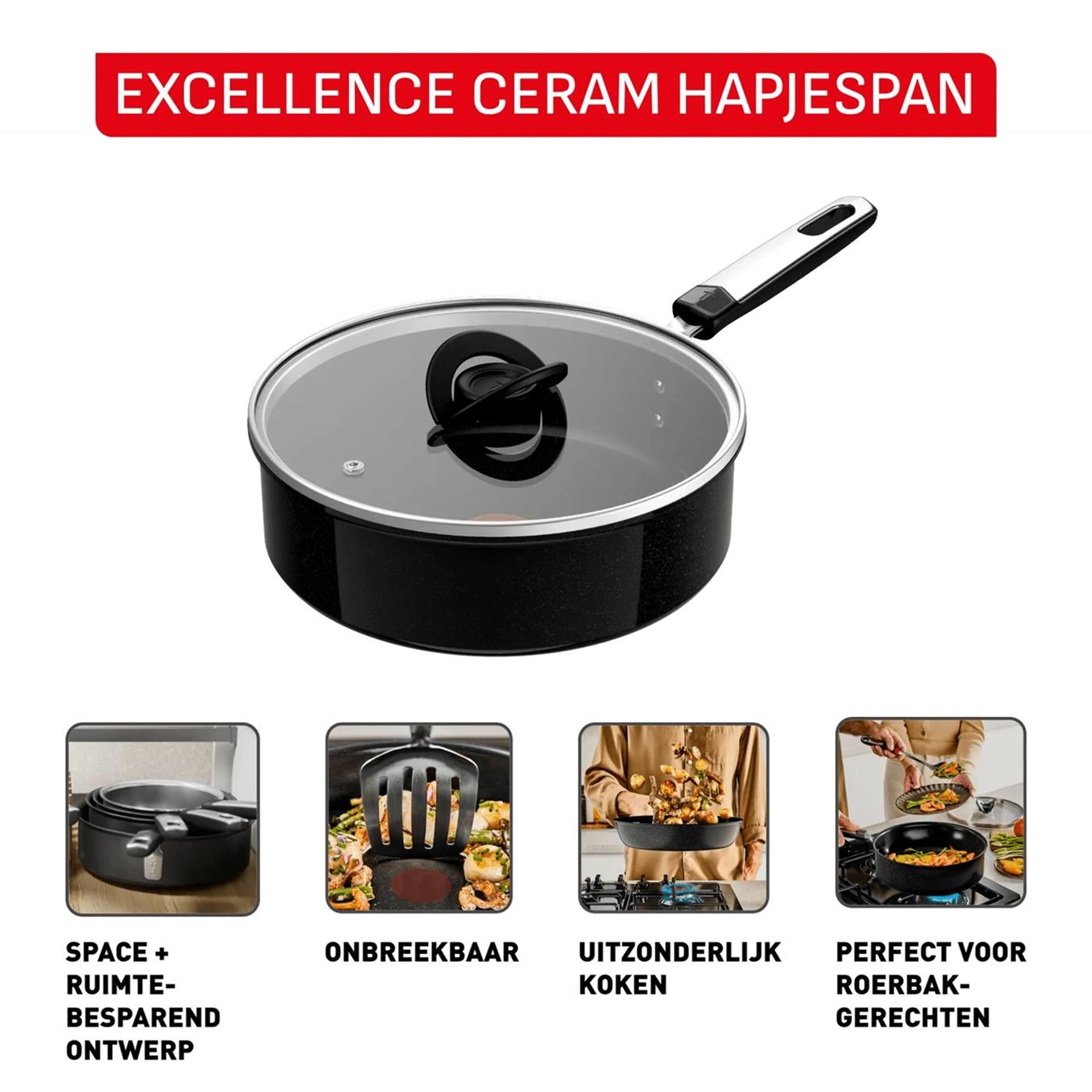 Tefal excellence ceramic hapjespan ã˜24cm + deksel