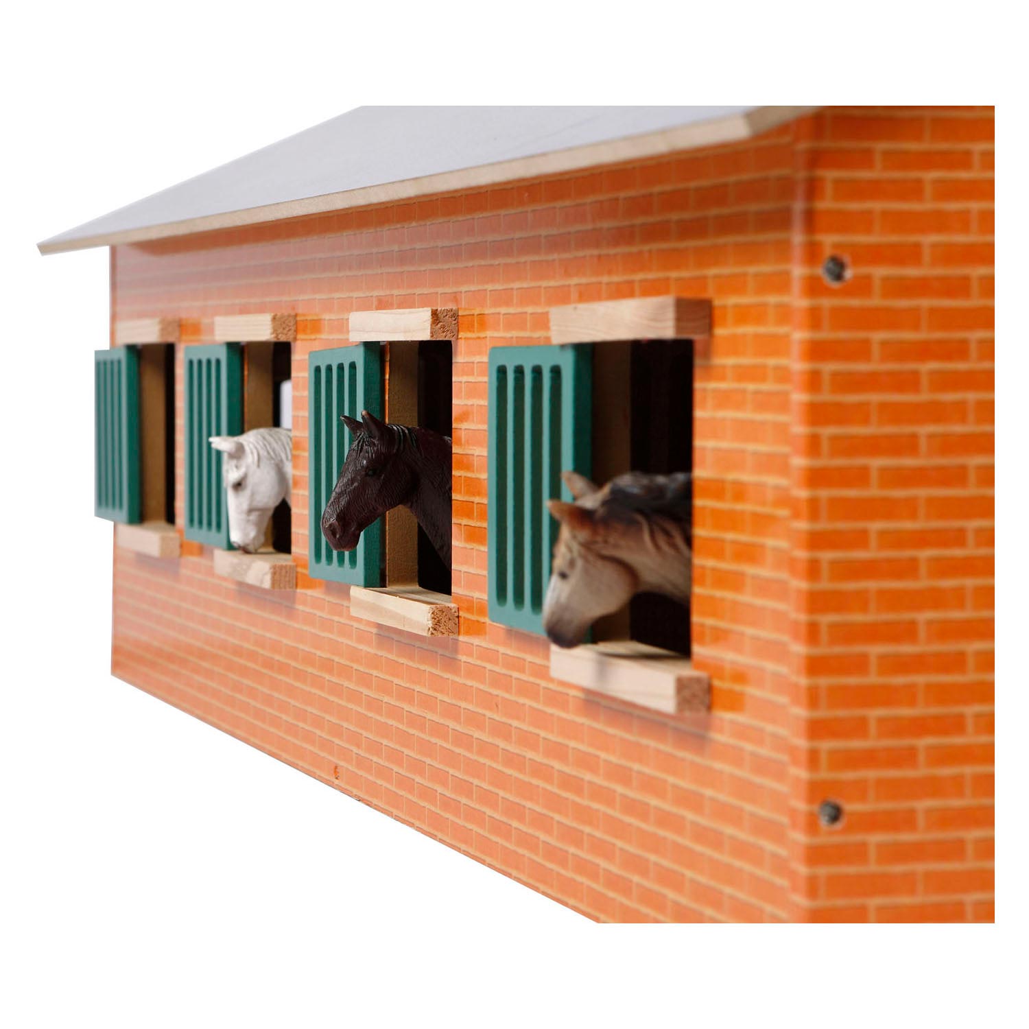 Kids Globe wooden horse stable with 7 stalls, 1:24