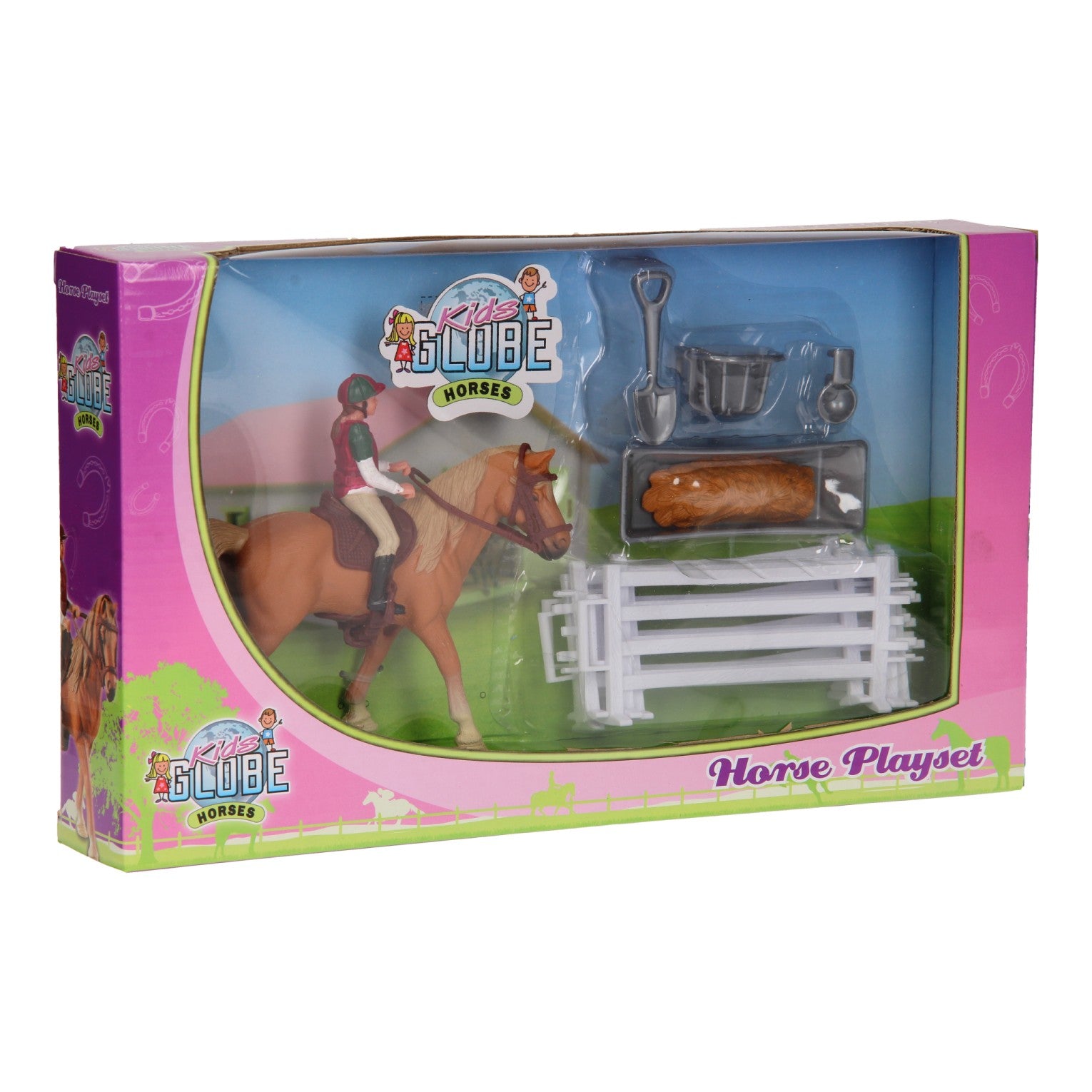 Kids Globe Speelset Paard, Ruiter met Accessoires, 1:24