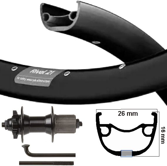 Kgs achterwiel 28 inch (622) velg 26 mm zwart cassette 8-10v schijf