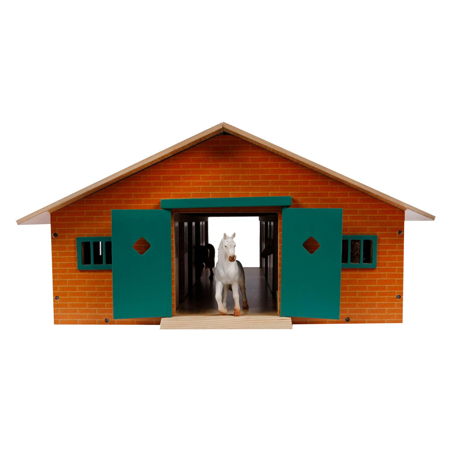 Kids globe paardenstal hout met 9 paardenboxen 1:32