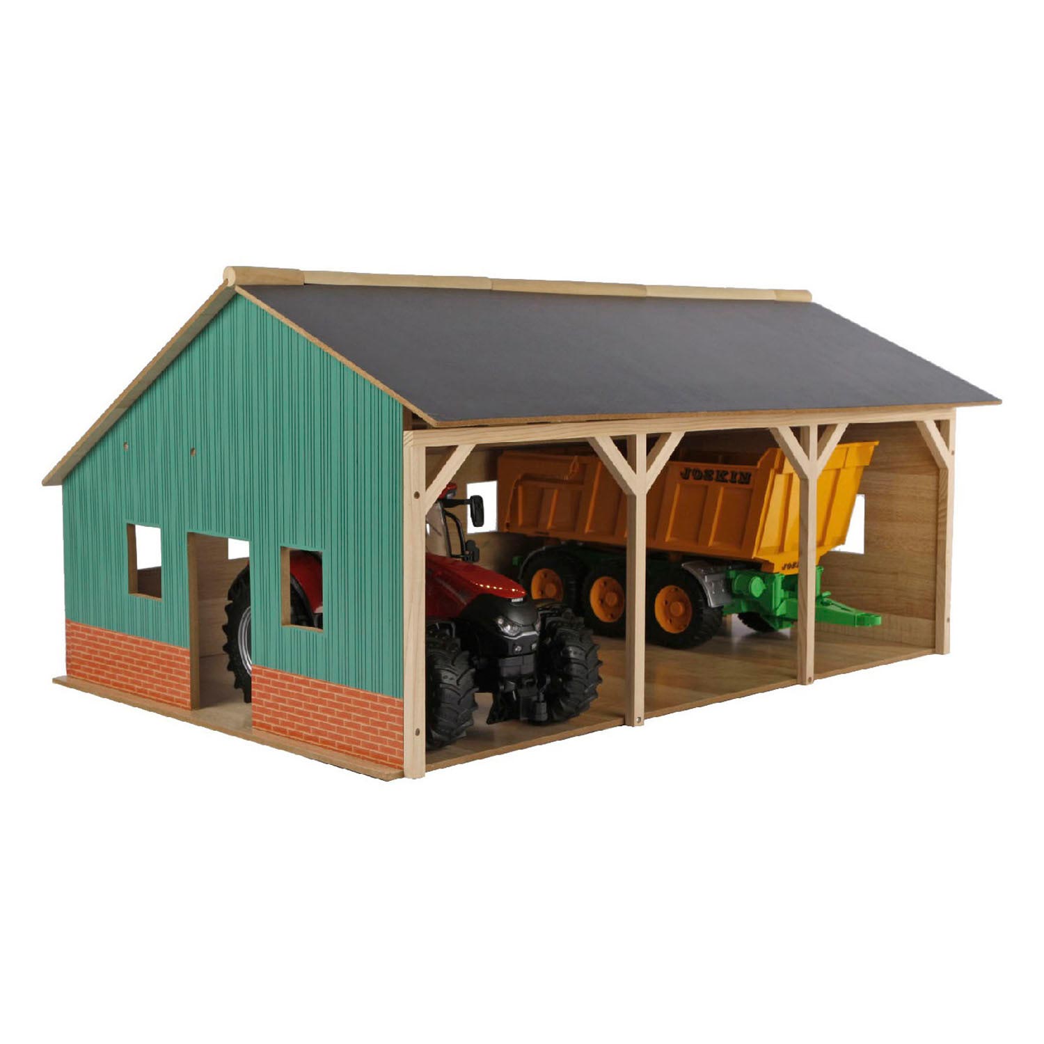 Kids globe landbouwloods hout voor 3 tractoren, 1:16