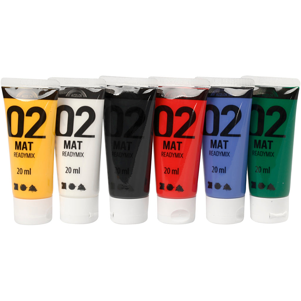 Acrylverf - Verschillende kleuren, 02 - Mat, 6x20ml