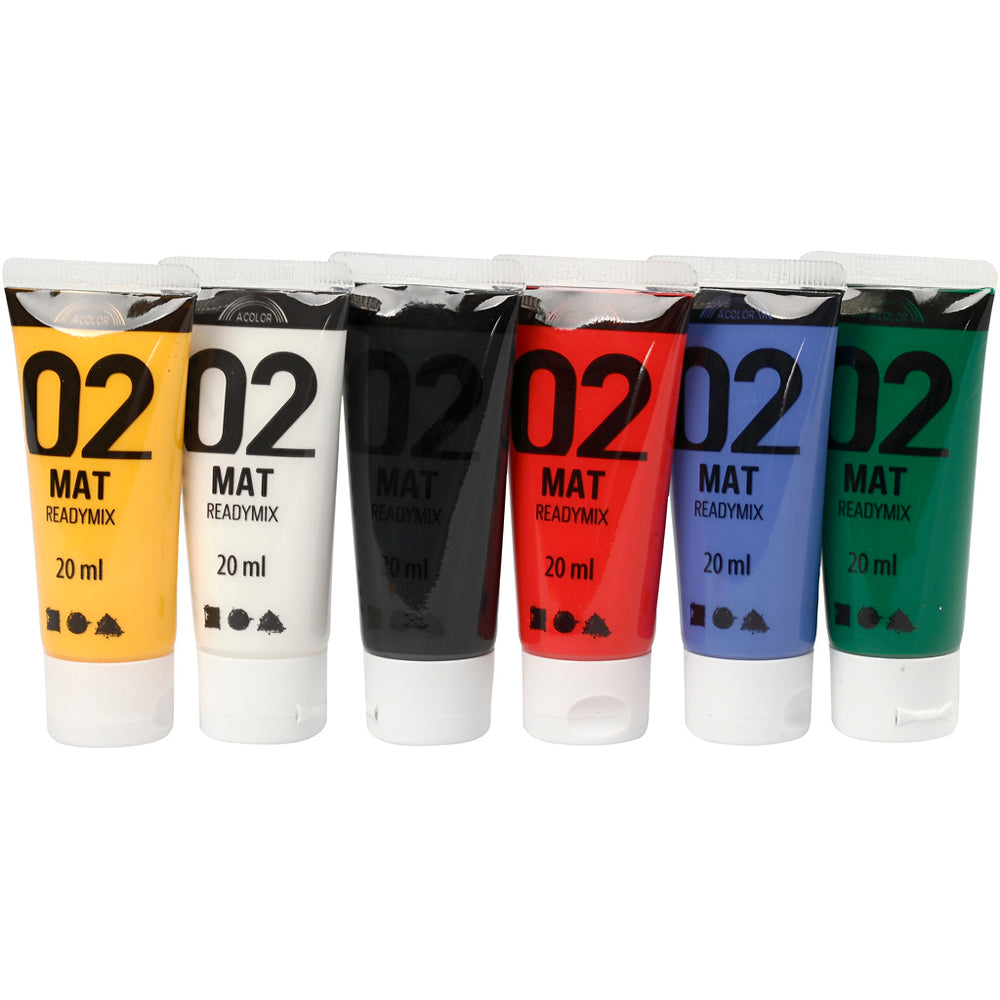 Acrylverf - Verschillende kleuren, 02 - Mat, 6x20ml