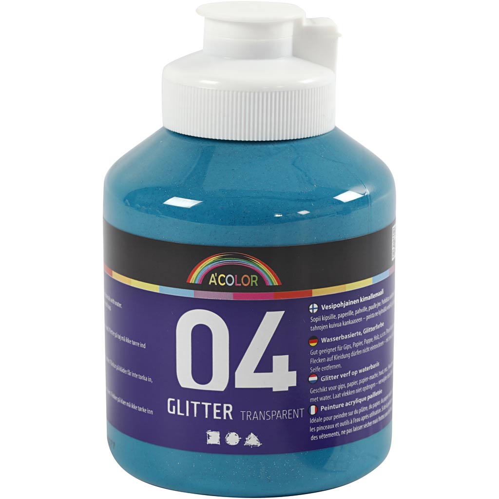 Creativ company acrylverf glitter voor kinderen - turkoois, 500ml