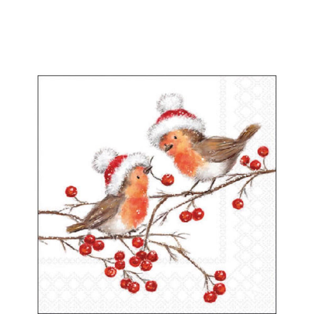 Ambiente servetten 25cm christmas robins white fsc mix