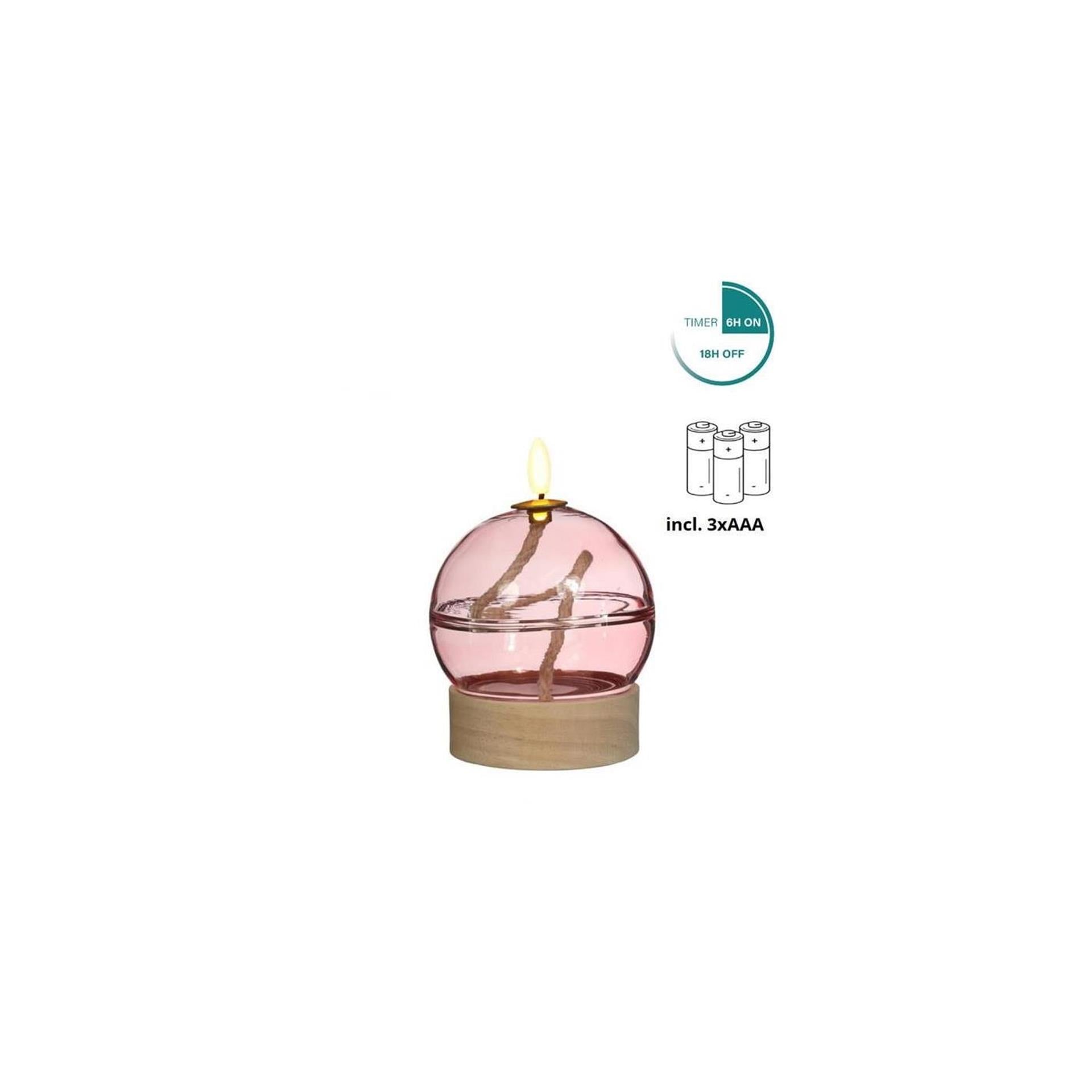 Ideas 4 seasons led olielamp roze met timer ø10xh13,5cm