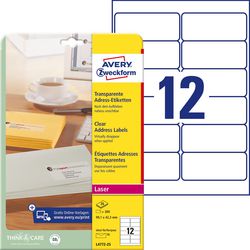 Avery transparante etiketten quickpeel formaat 991 x 423 mm (b x h) 300 stuks 12 per blad