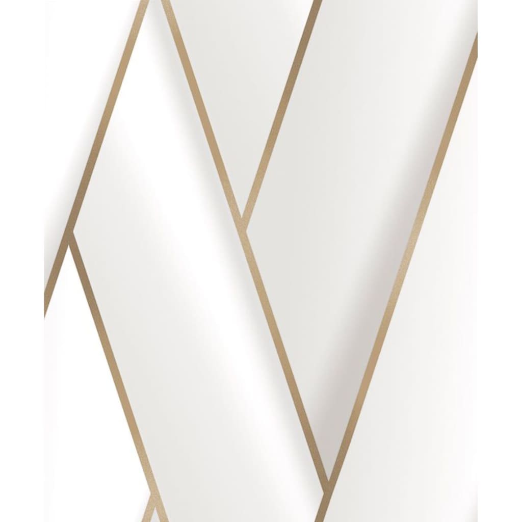 Dutch wallcoverings behang geometrisch wit en goudkleurig