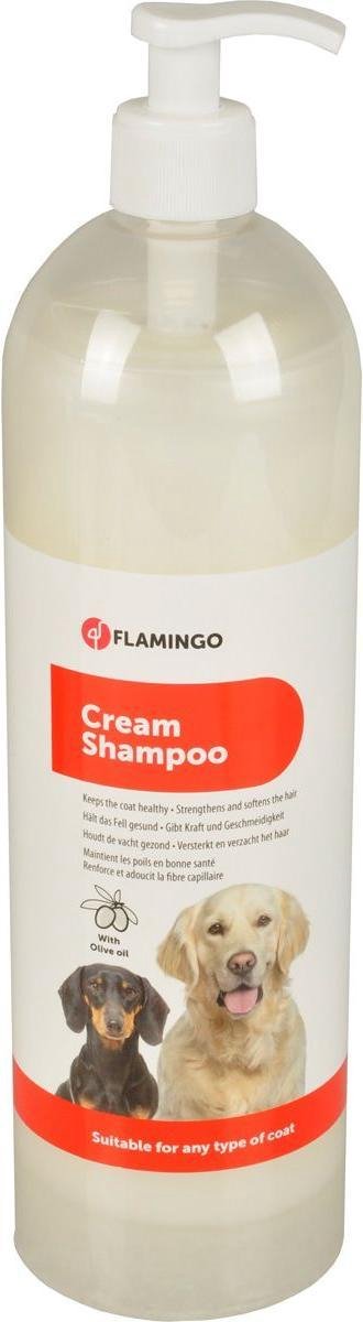 Flamingo hondenshampoo olijfolie – 1l – hydraterende crème shampoo voor elk vachttype – versterkt verzacht de vacht –