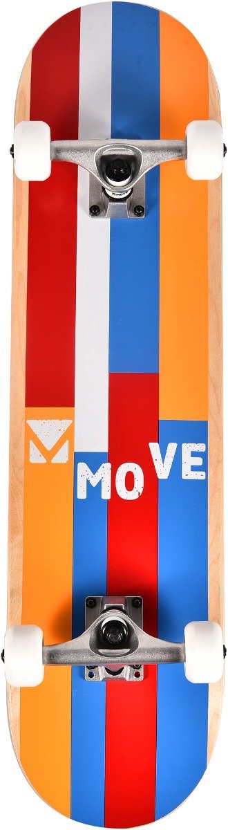 skateboard Stripes 79 x 19,7 cm jaune bleu rouge