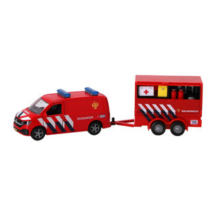 Kinderbol vw transporter brandweer met aanhangwagen