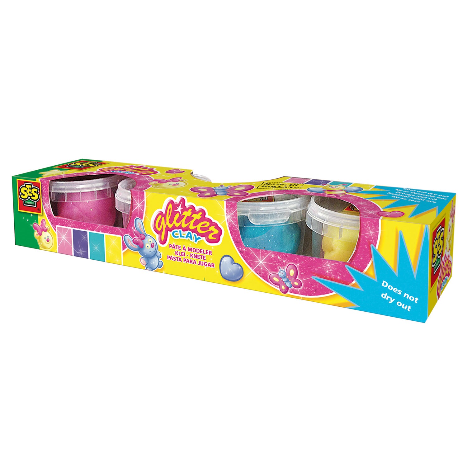 Ses glitterklei - 4 kleipotjes