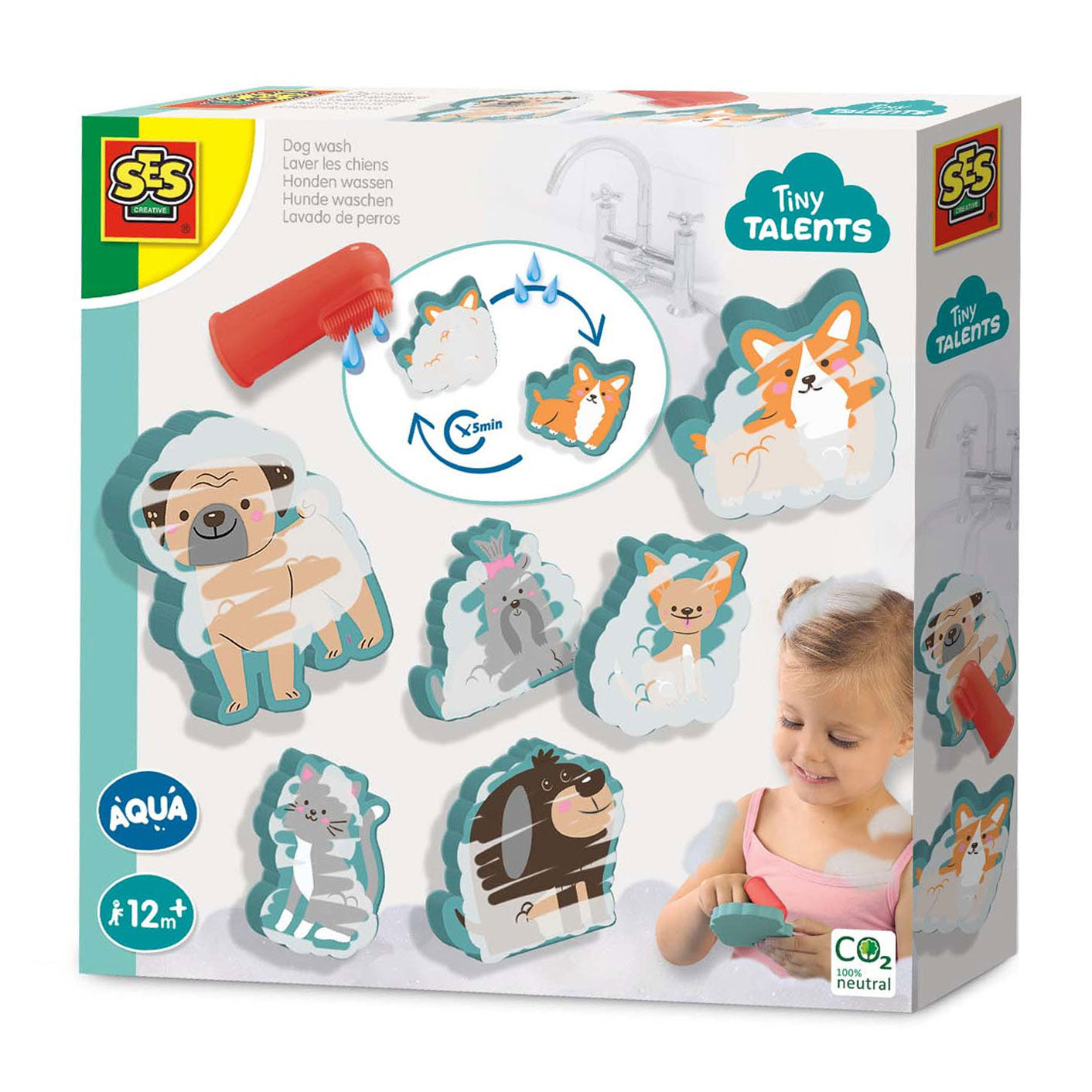 Ses kleine talenten aqua honden wassen