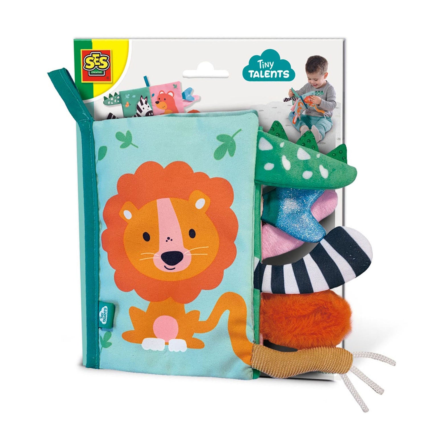 Ses tiny talents sensory soft dierenstaarten boek