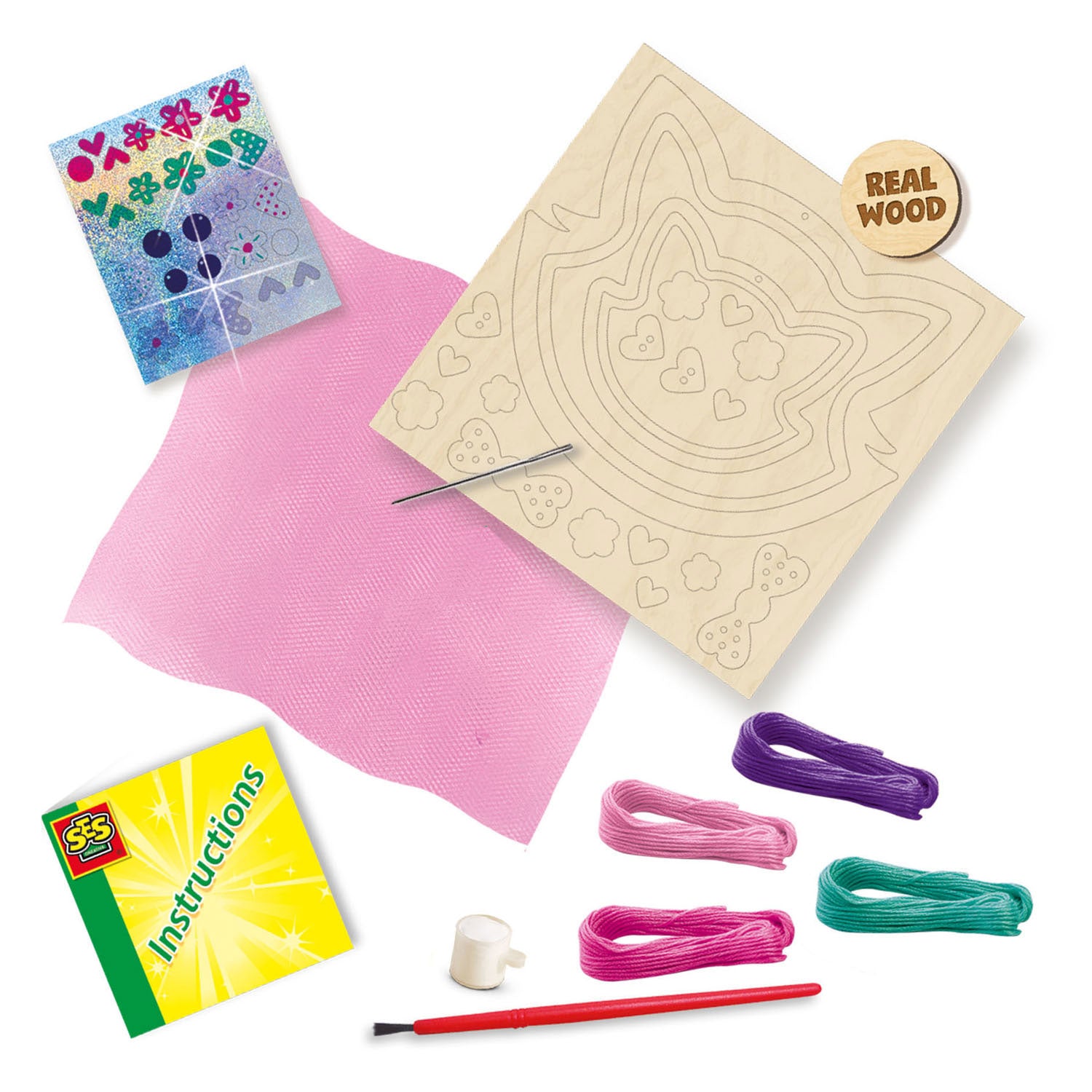 Ses borduren op tule