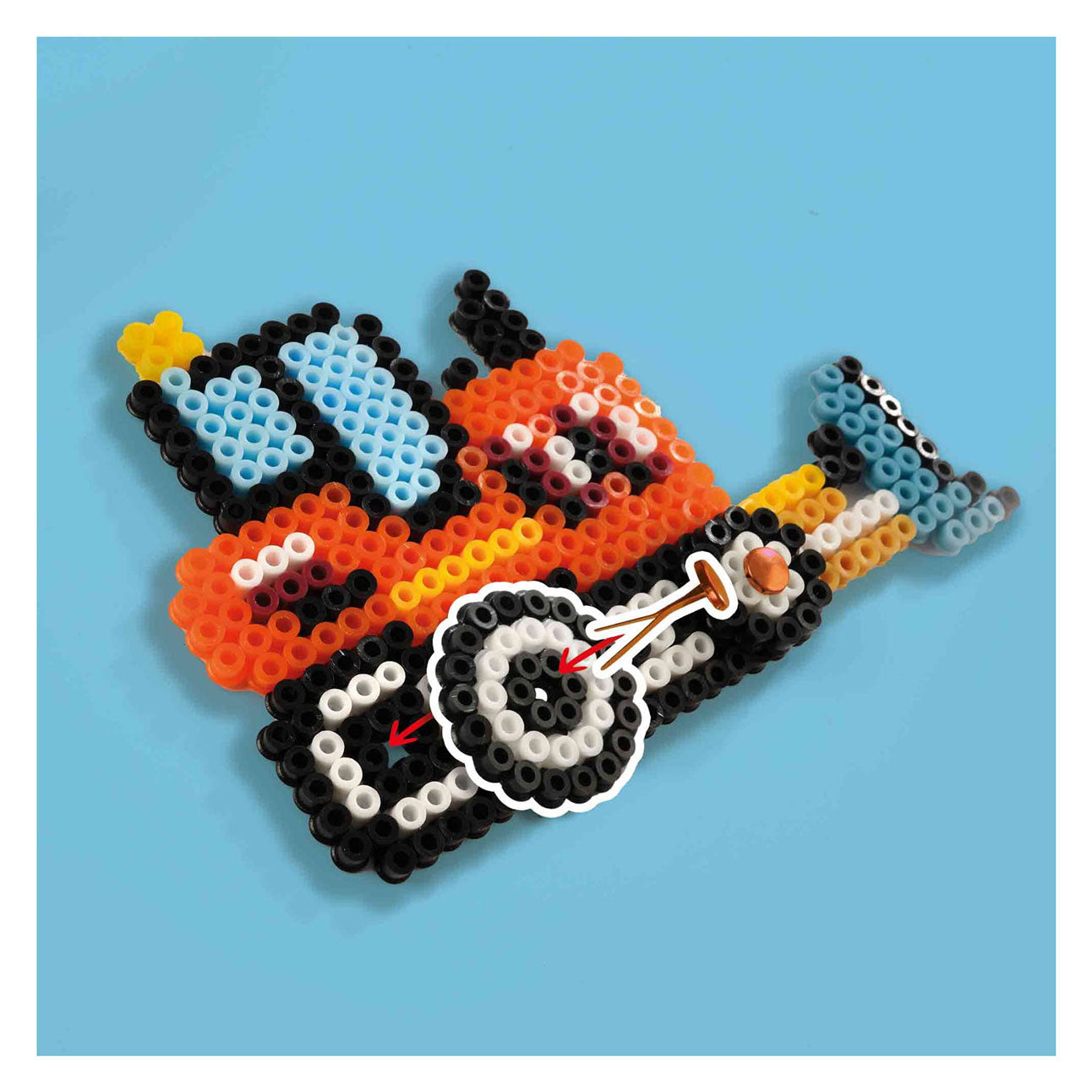 Ses strijkkralen - bouwvoertuigen