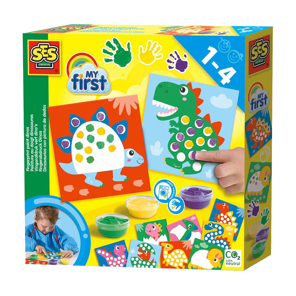 Dit is mijn eerste - vingerafdruk verf dino's