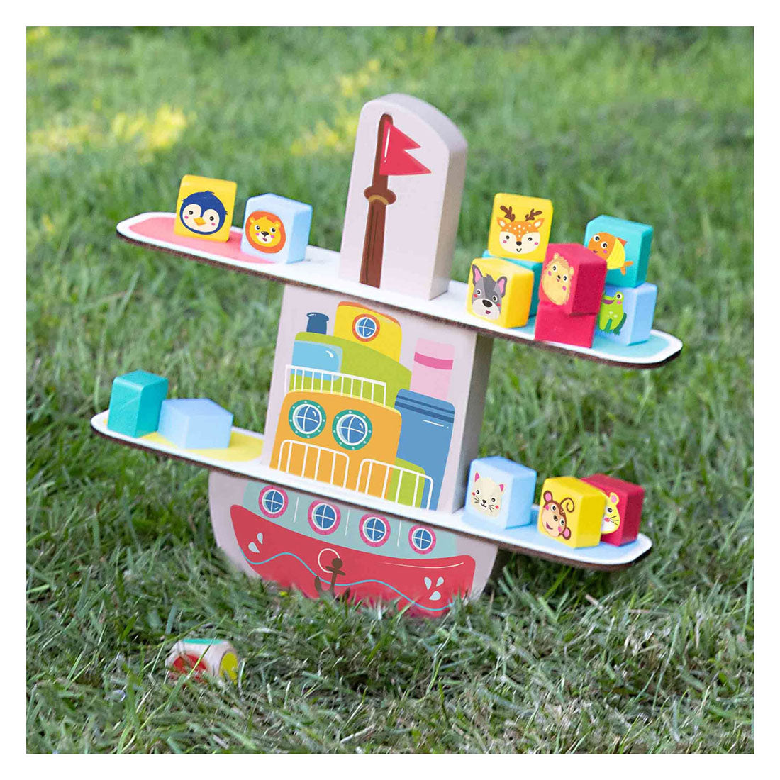 Ses houten balanslaars