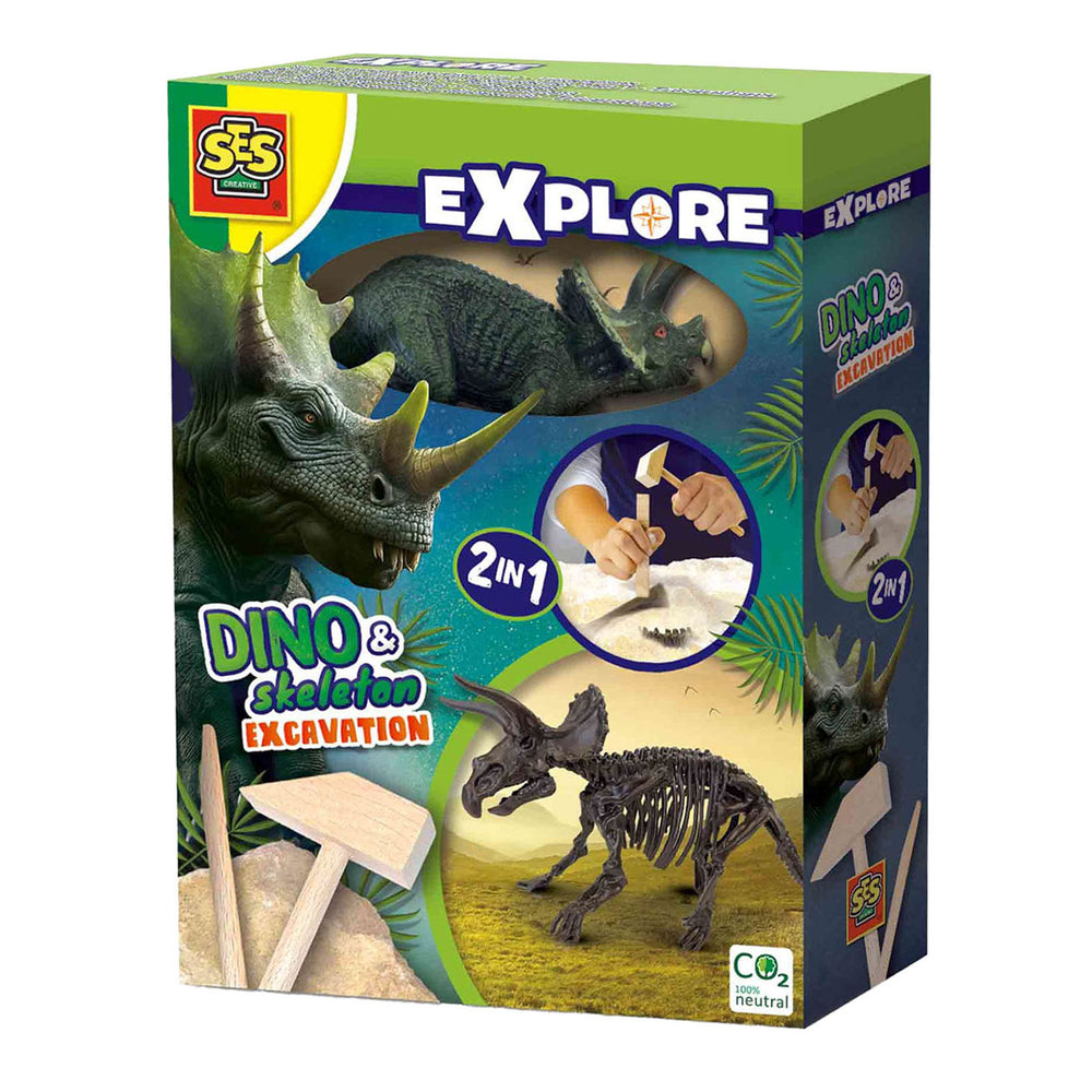 Ses explore dino en skelet opgraven 2in1 - triceratops