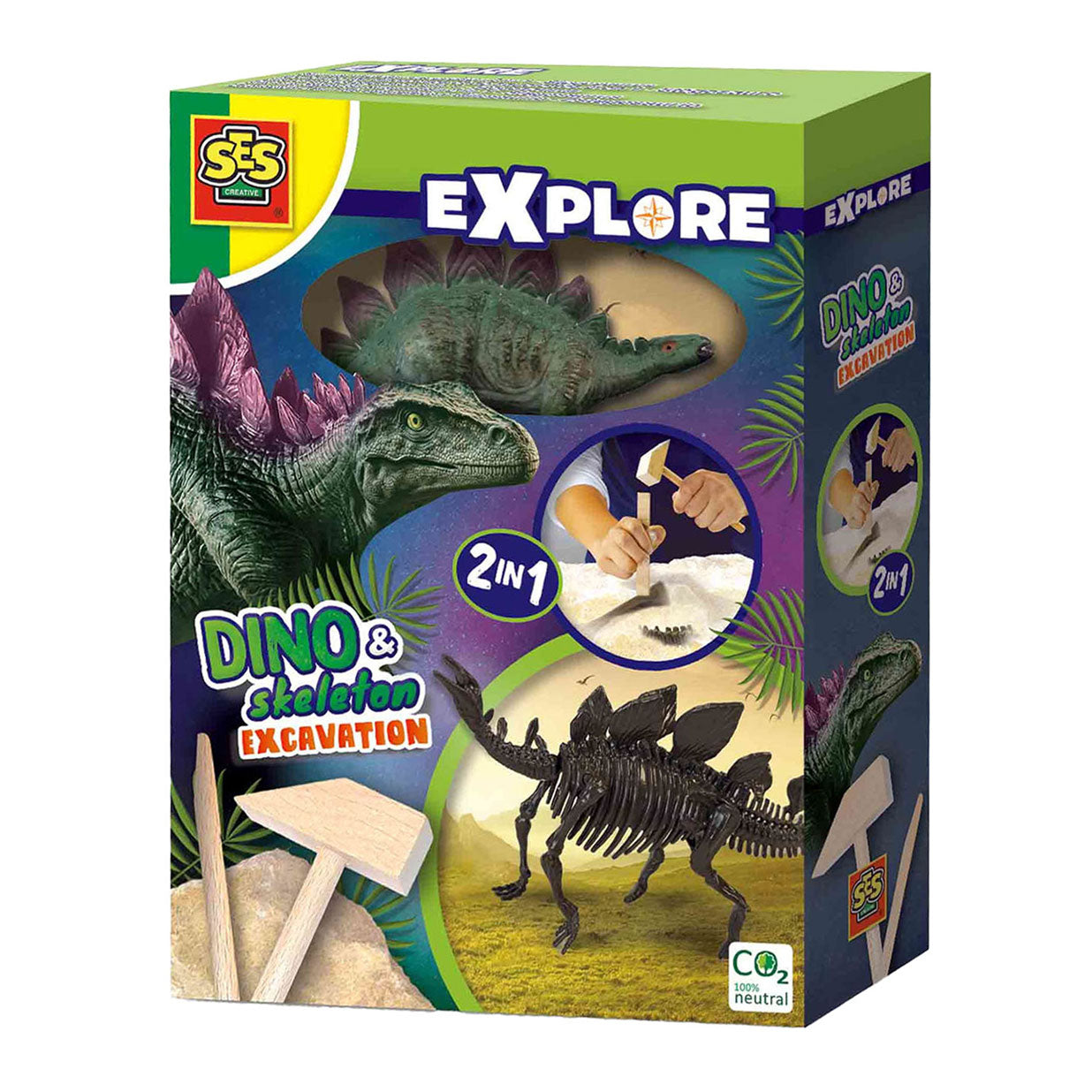 Ontdek dino en skelet opgraven 2in1-stegosaurus