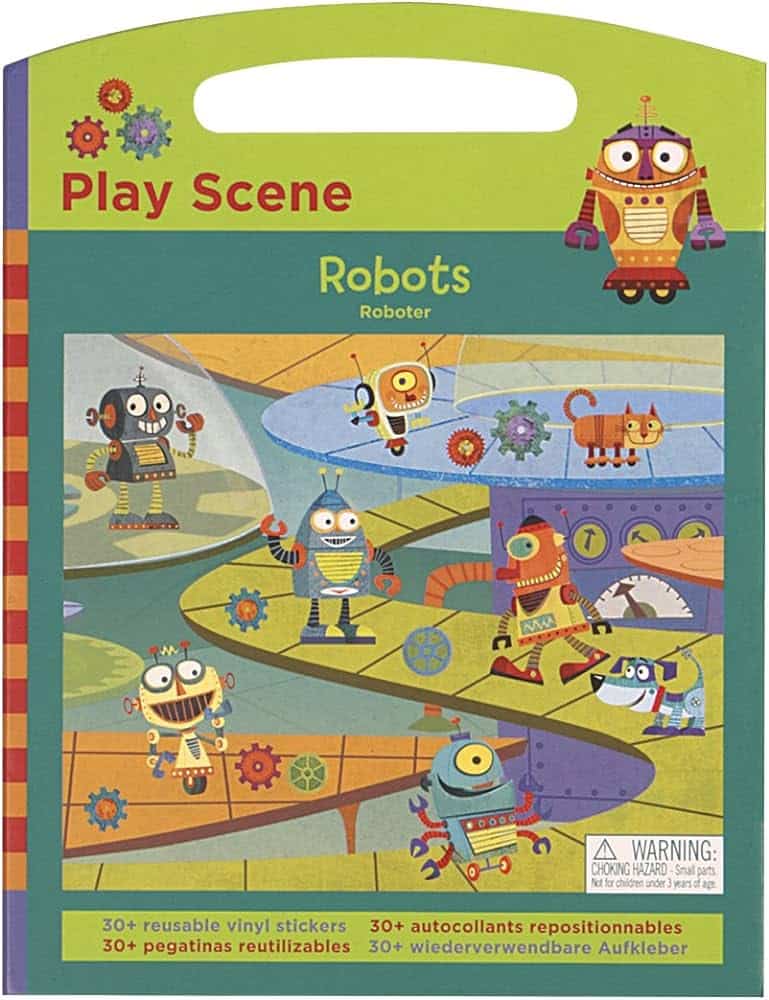 Dam robots speelscene met herbruikbare stickers