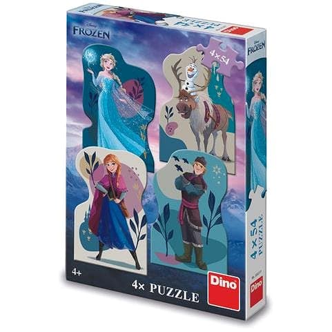 Dinotoys dinopuzzel - disney frozen - 4 x 54 stukjes