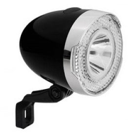 Phare Qt cycle tech led retro noir 15 lux sur pile sur carte