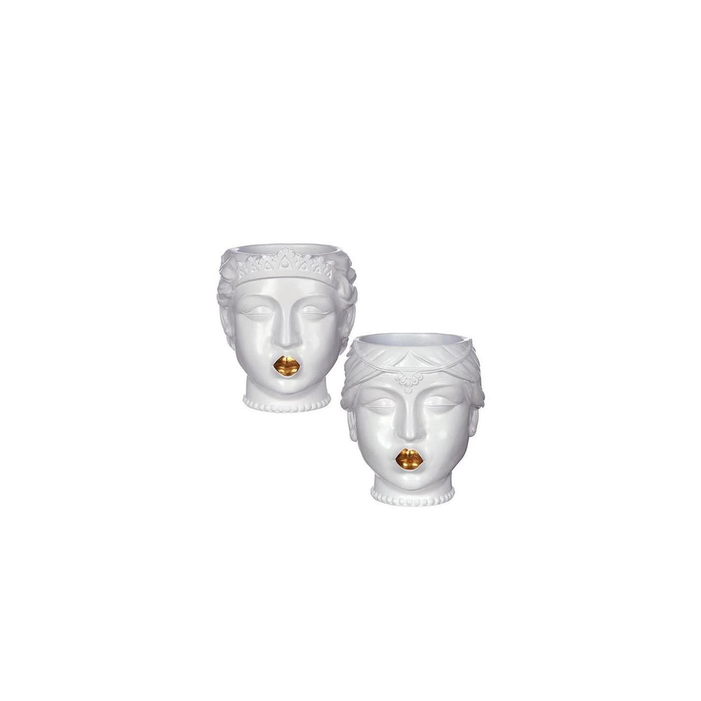 Ideas 4 seasons bloempot prinses met gouden lippen ø12xh15,5cm