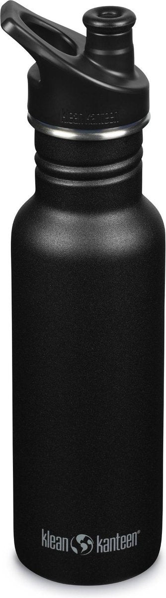 Klean kanteen drinkfles - klassiek - smal - sportdop - 532 ml (18 oz) - zwart
