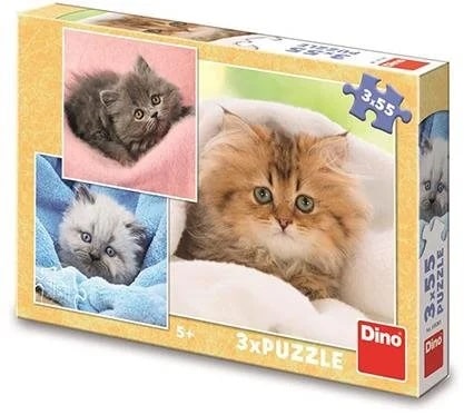 Dinotoys dino puzzel - grappige kittens - 3 x 55 stukjes