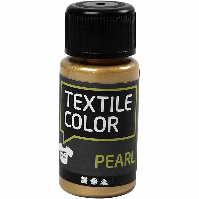 Creativ company textielkleur dekkende textielverf - goud parelmoer, 50ml