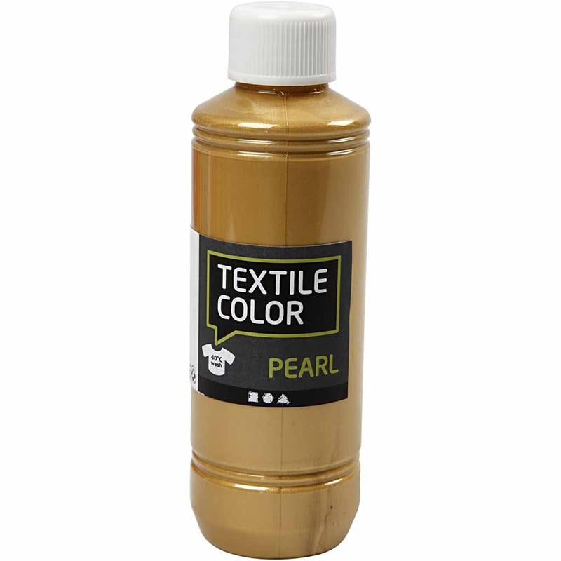 Creativ company textielkleur dekkende textielverf - goud parelmoer, 250ml