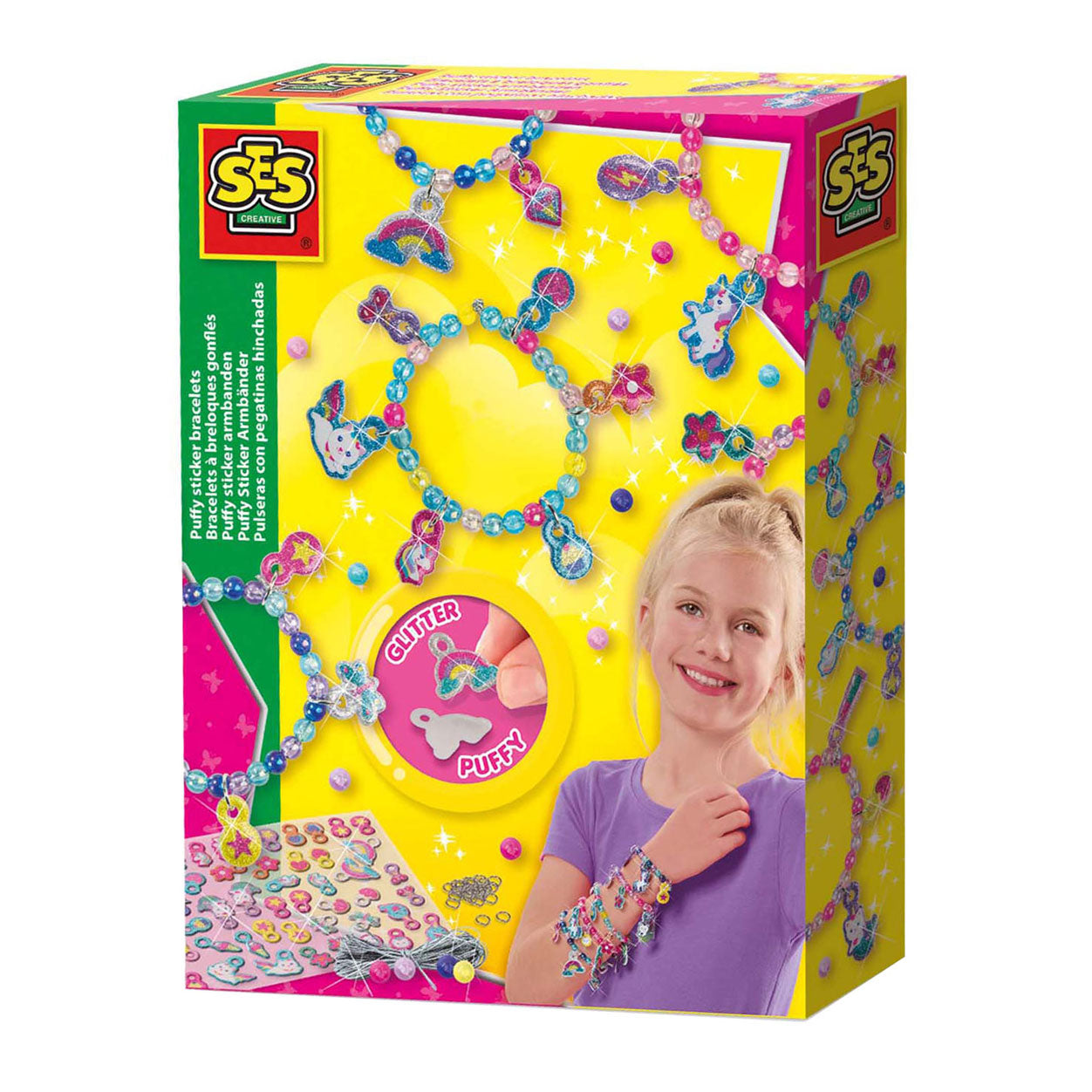 Ses puffy glitter sticker armbanden