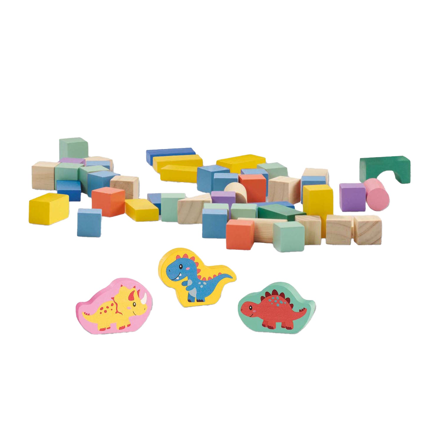 Ses creative ses houten bouwblokken dino's, 50st.