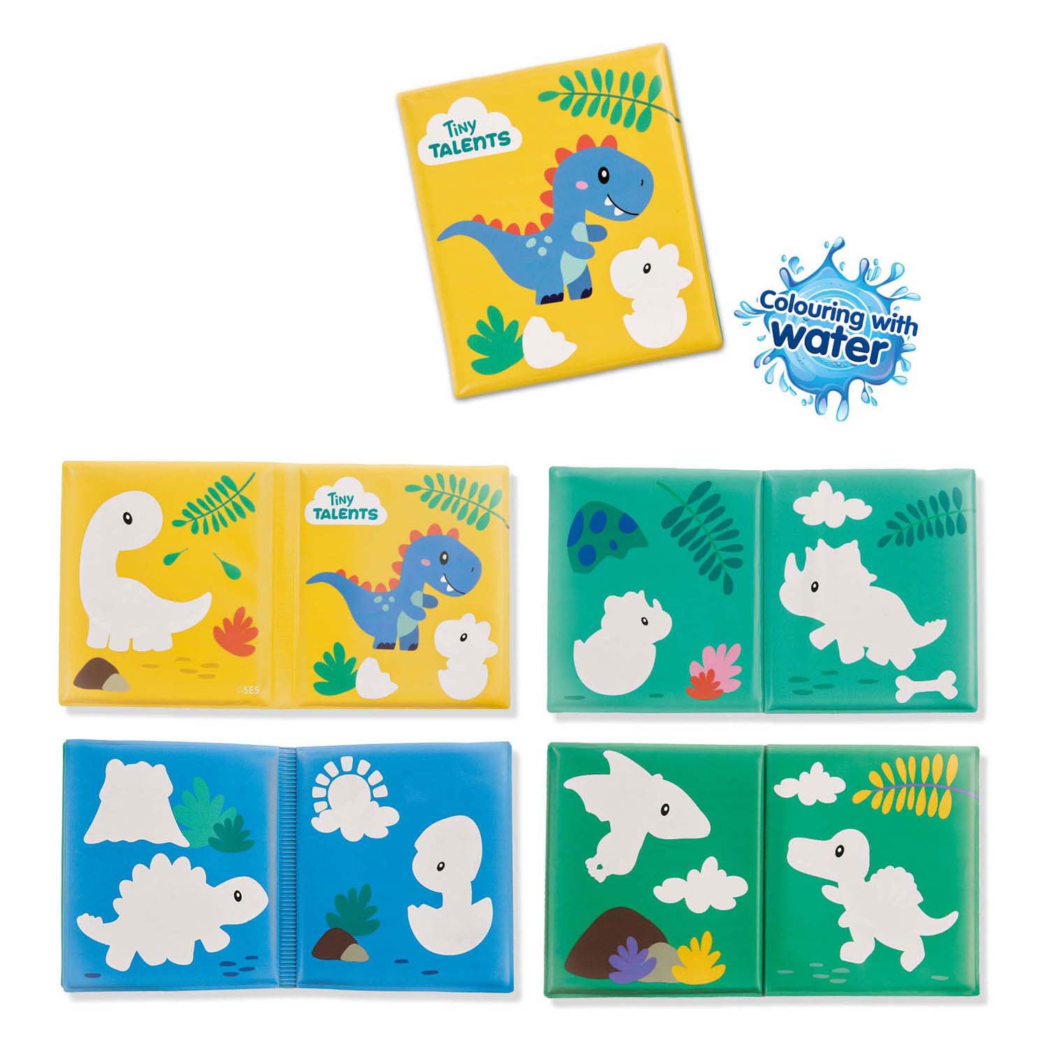Ses badboek - kleuren met waterdino's