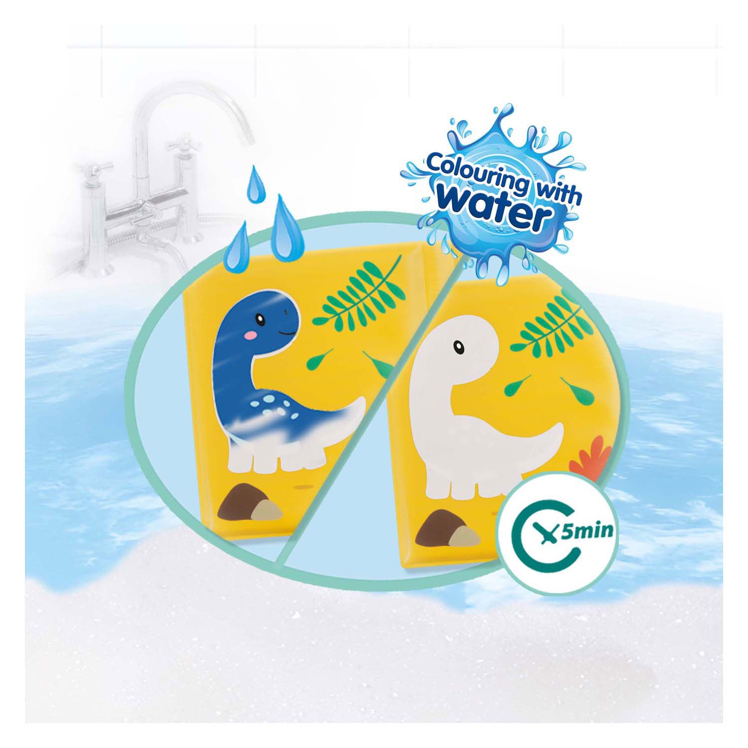 Ses badboek - kleuren met waterdino's